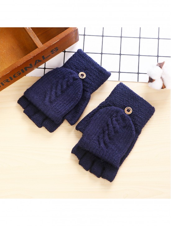 Solid Coloured Cable Knit Gloves
